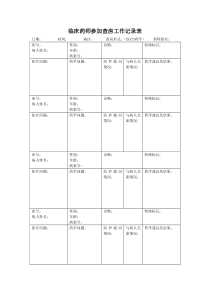临床药师参加查房工作记录表