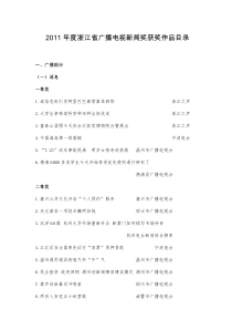 XXXX年度浙江省广播电视新闻奖获奖作品目录
