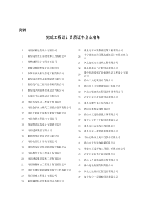 完成工程设计资质证书企业名单