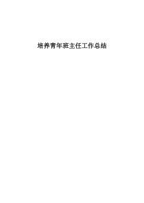 培养青年班主任工作总结