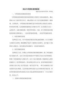 浅议专利侵权损害赔偿