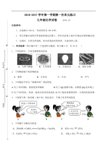 2016初三化学第一次月考试卷及答案