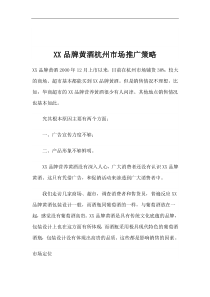 XX品牌黄酒杭州市场推广策略(1)