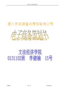 唐人市场调研网电子商务策划书李健楠15号
