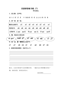 7、zcs汉语拼音练习纸7