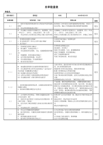 2015新版体系内审检查表