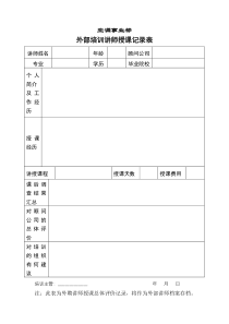 【服务管理】外部培训讲师授课记录表1