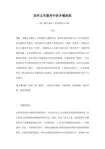 农村公共服务中的乡镇政权