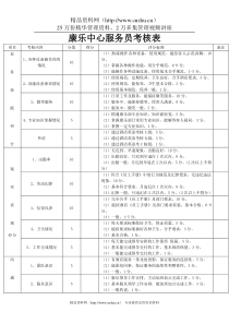 康乐中心服务员考核表