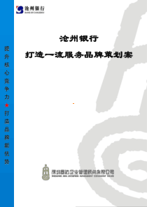 沧州银行 打造一流服务品牌策划案