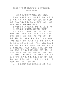 甘肃省社区卫生服务机构常用药品目录(征求意见稿)