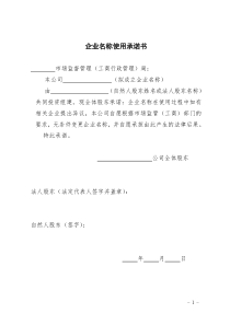 企业名称使用承诺书