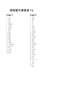 译林版牛津英语7A单词默写