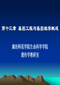 13第十三章基因工程与基因组学