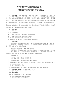 综合实践《生活中的垃圾》研究报告