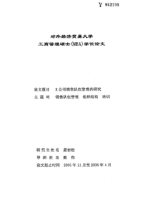 X公司销售队伍管理的研究