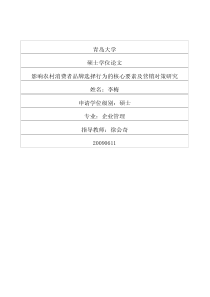 影响农村消费者品牌选择行为的核心要素及营销对策研究