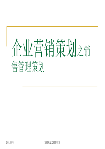 企业营销策划之销售管理策划