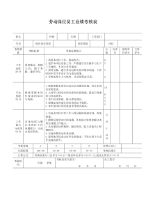 劳动岗位员工业绩考核表