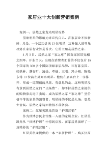 家居业十大创新营销案例