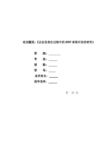 企业信息化过程中的ERP系统开发的研究