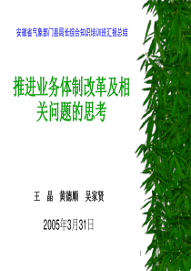 推进业务体制改革及相关问题的思考