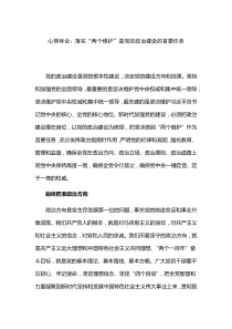 心得体会：落实“两个维护”是党的政治建设的首要任务