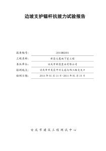 XXXXMG001新昌大厦工程边坡支护锚杆抗拔力实验报告