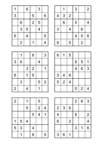 六宫格幼儿数独游戏54题