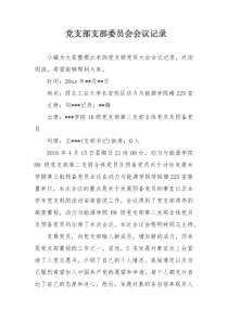 党支部支部委员会会议记录