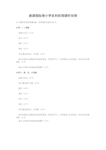 新课程标准小学各科的周课时安排