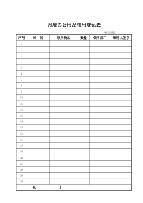 办公用品领用登记表