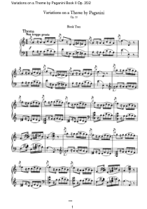 帕格尼尼主题变奏曲(Brahms)乐谱