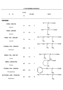 二十种氨基酸结构式