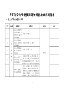 安康市安全生产监督管理局监督检查随机抽查重点事项清单