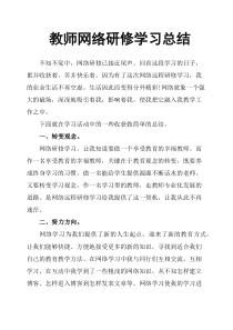 教师网络研修学习总结