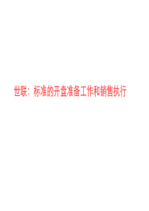 【世联】培训_策划_标准的开盘筹备及销售执行