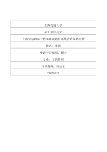 上海贝尔阿尔卡特3G移动通信系统营销策略分析