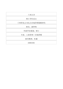 兰州供电公司电力市场营销策略研究