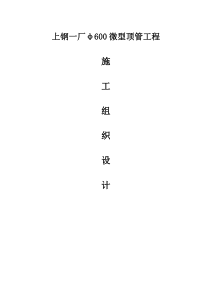 上钢一厂φ600(钢管)微型顶管施工组织设计