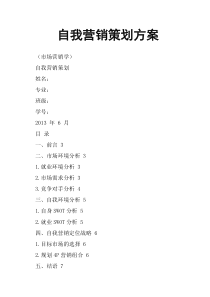 自我营销策划方案