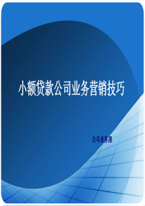 小额贷款公司营销技巧