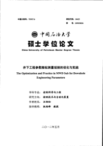 井下工程参数随钻测量短接的优化与实践
