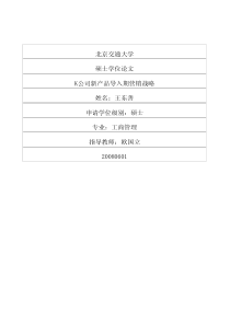 K公司新产品导入期营销战略