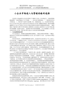 小企业市场进入与营销战略的选择