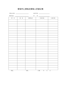 营销中心营销点营销人员登记表