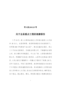 关于全县重点工程的视察报告