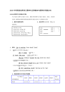 2019中考英语名师讲义简单句五种基本句型和并列复合句