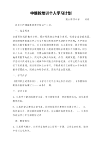 中继教培训个人学习计划
