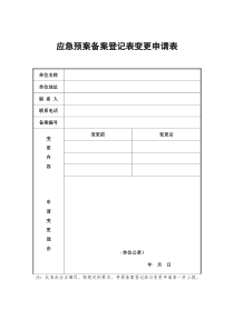应急预案备案登记表变更申请表